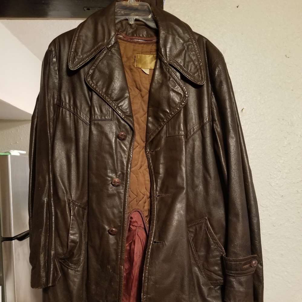 VINTAGE Brown Leather Jacket 70s